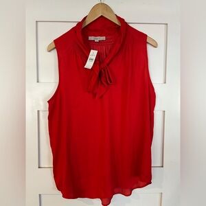NWT LOFT Scarlet Sleeveless Blouse with Bow